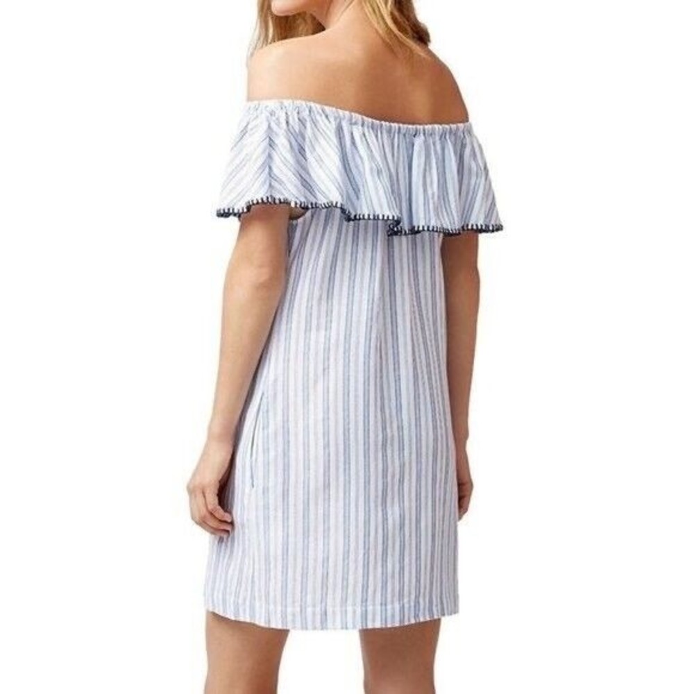 Tommy Bahama Size Xs Ticking Stripe Off The Shoulder Cover-Up Dress ($108) View 3